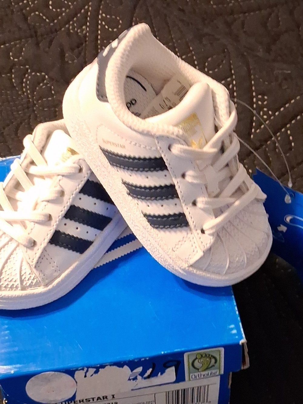 adidas Kids White Sneakers with Navy Three-Stripes